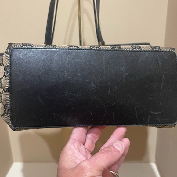 Gucci Shoulder Tote Bag Black/Grey GG Canvas - Picture 8 of 9